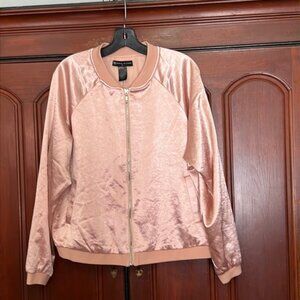 Fashion To Figure Shiny Versatile Full Zipper Bomber Jacket Plus Size 0X